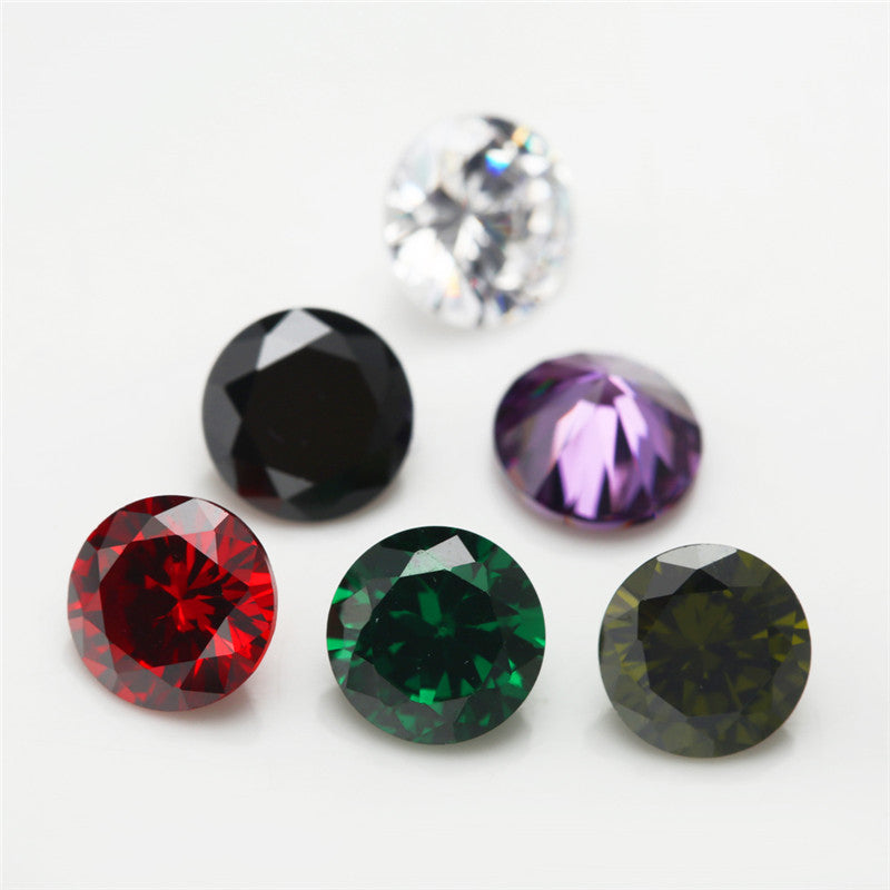 1PCS Per Colors Total 15pcs Size 4mm~10mm Round Shape Loose Cubic Zirconia Stone CZ Synthetic Gemstone