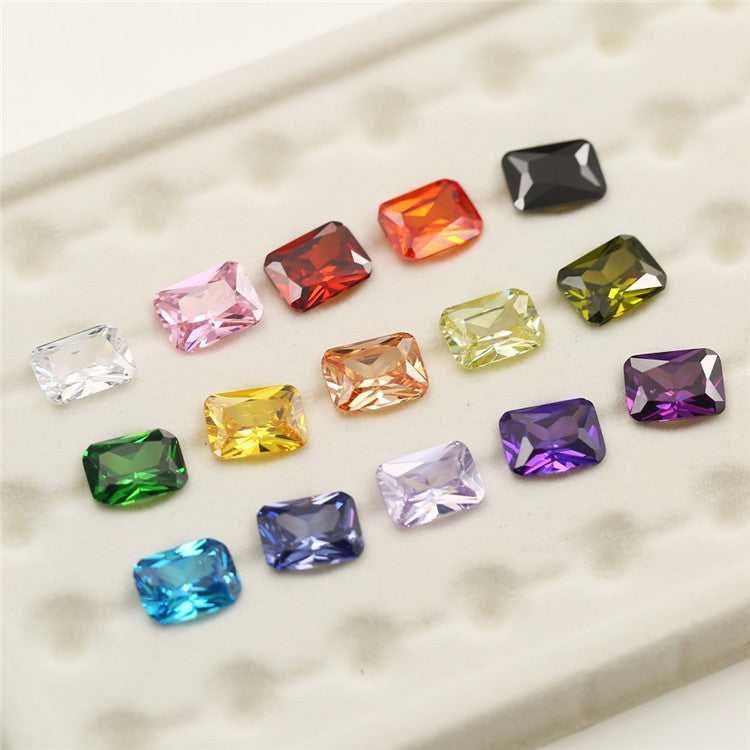 1PCS Per Colors Total 15pcs Size 4x6mm ~ 10x12mm Octangle Shape Loose Cubic Zirconia Stone