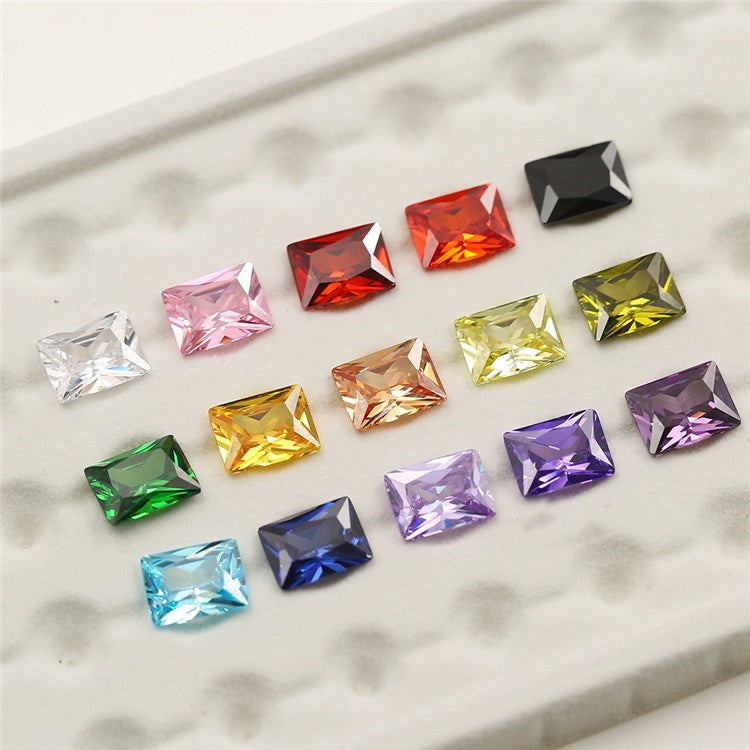 1PCS Per Colors Total 15pcs Size 4x6mm ~ 8x10mm Rectangle Shape Loose Cubic Zirconia Stone For Jewelry DIY