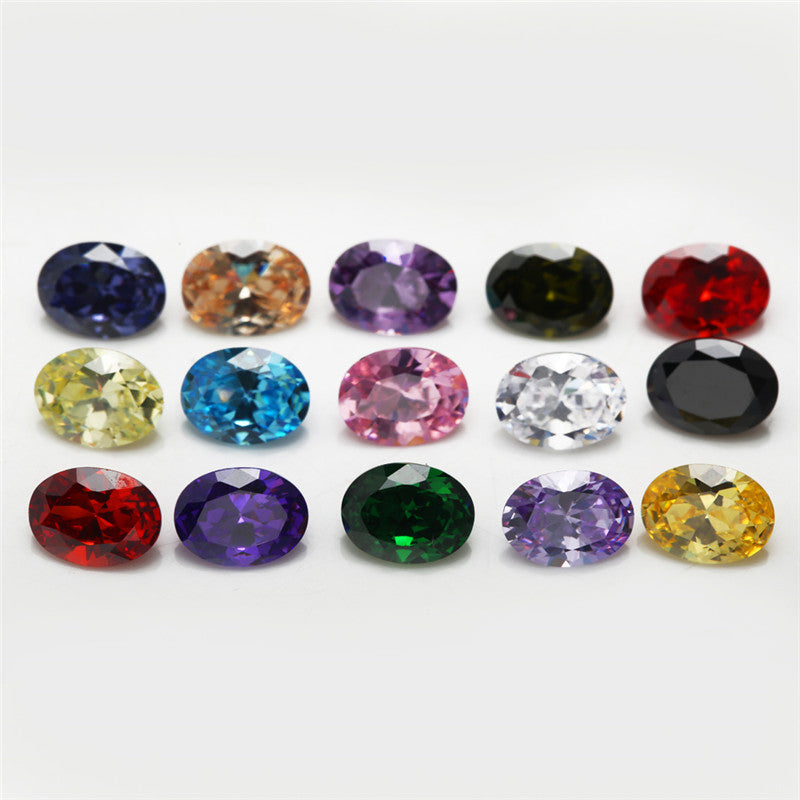 1PCS Per Colors Total 15pcs Size 4x6mm ~ 10x12mm Oval Shape Loose Cubic Zirconia Stone
