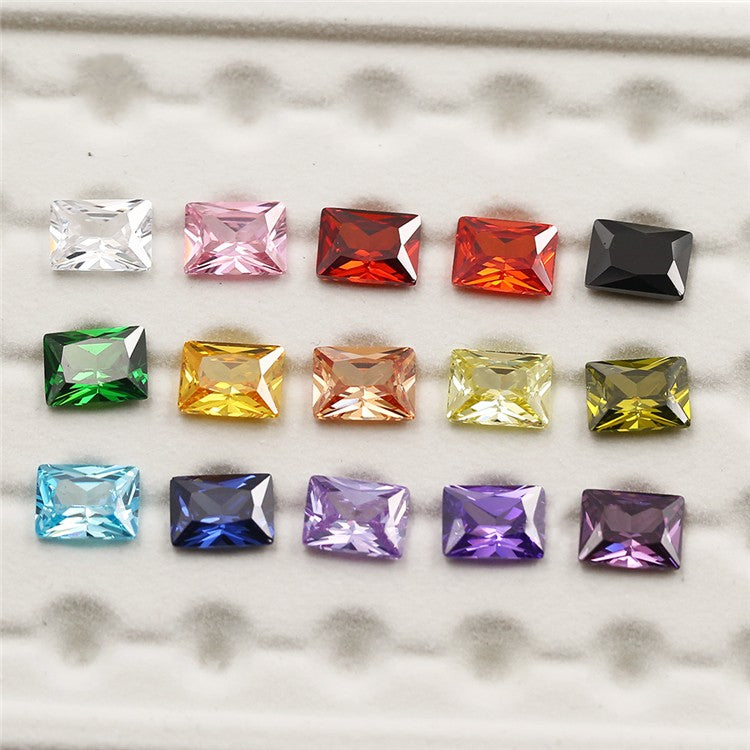 1PCS Per Colors Total 15pcs Size 4x6mm ~ 8x10mm Rectangle Shape Loose Cubic Zirconia Stone For Jewelry DIY