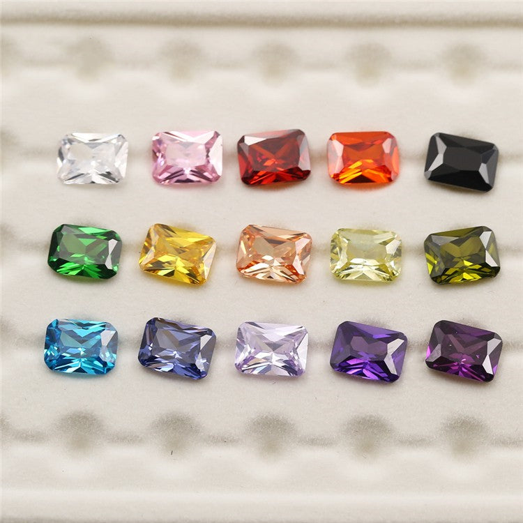 1PCS Per Colors Total 15pcs Size 4x6mm ~ 10x12mm Octangle Shape Loose Cubic Zirconia Stone